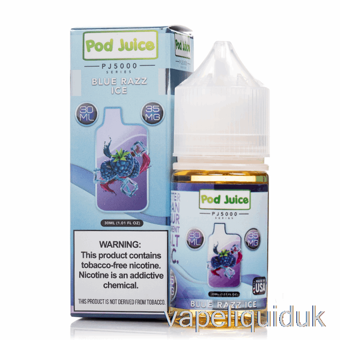 Blue Razz Ice - Pod Juice PJ5000 - 30mL 35mg Vape Juice